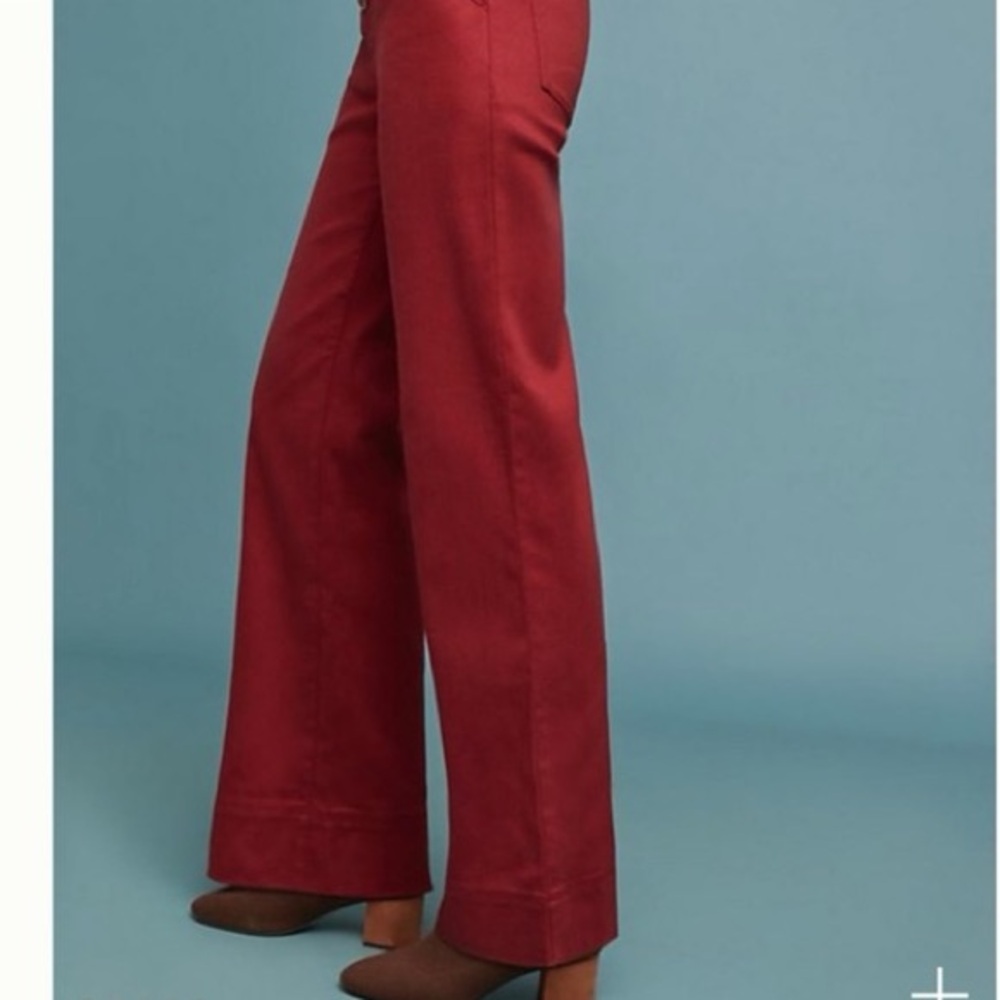 ANTHROPOLOGIE Wide-Leg Red Pants Lightweight High Waist Trousers Size-6 - Picture 12 of 14